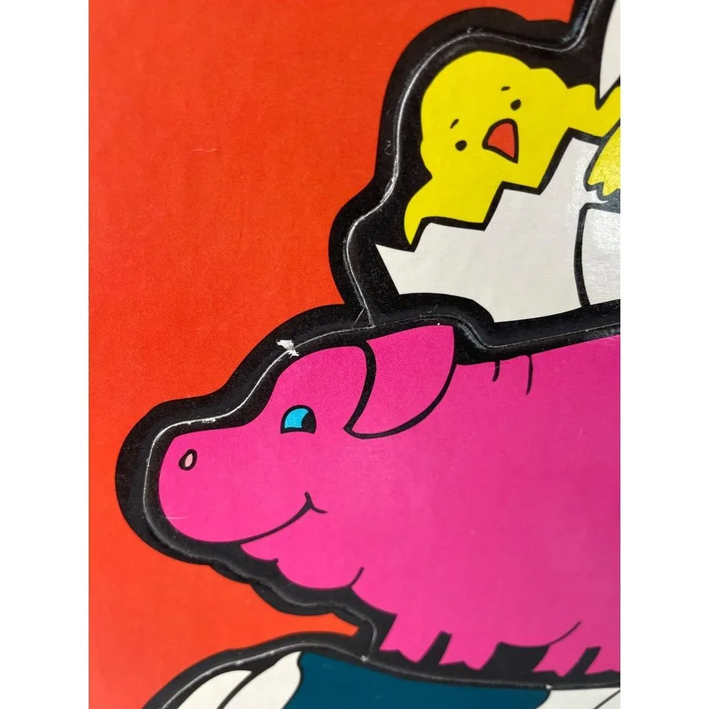 Vintage 1992 Fisher Price Farm Animals Bunny Cow Horse Beginner Puzzles, Toy